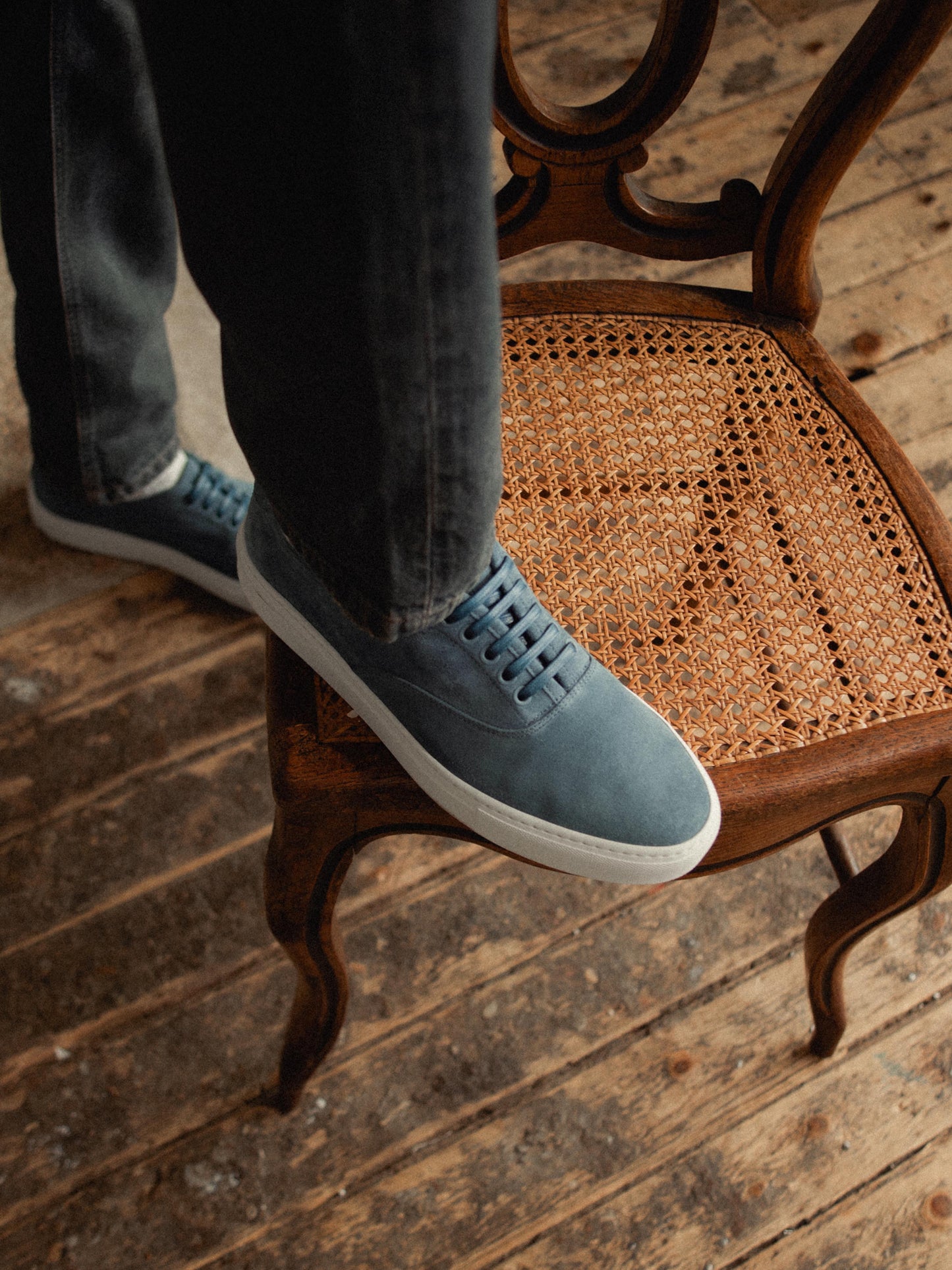 Portofino Suede Sneaker in Sky