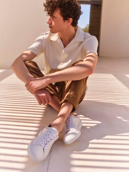Capri Leather & Suede Sneaker in Avorio