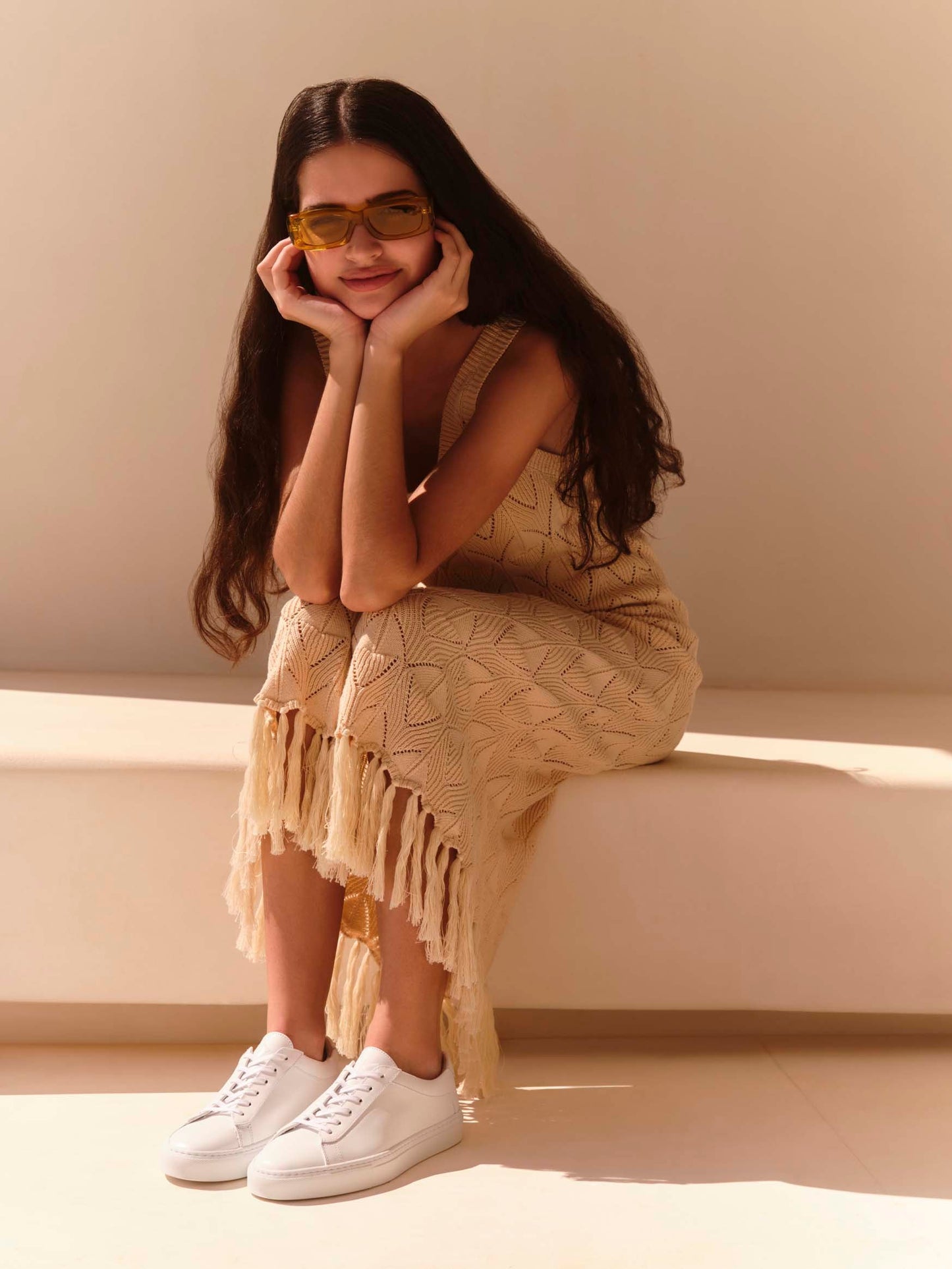Capri Leather Sneaker in Triple White