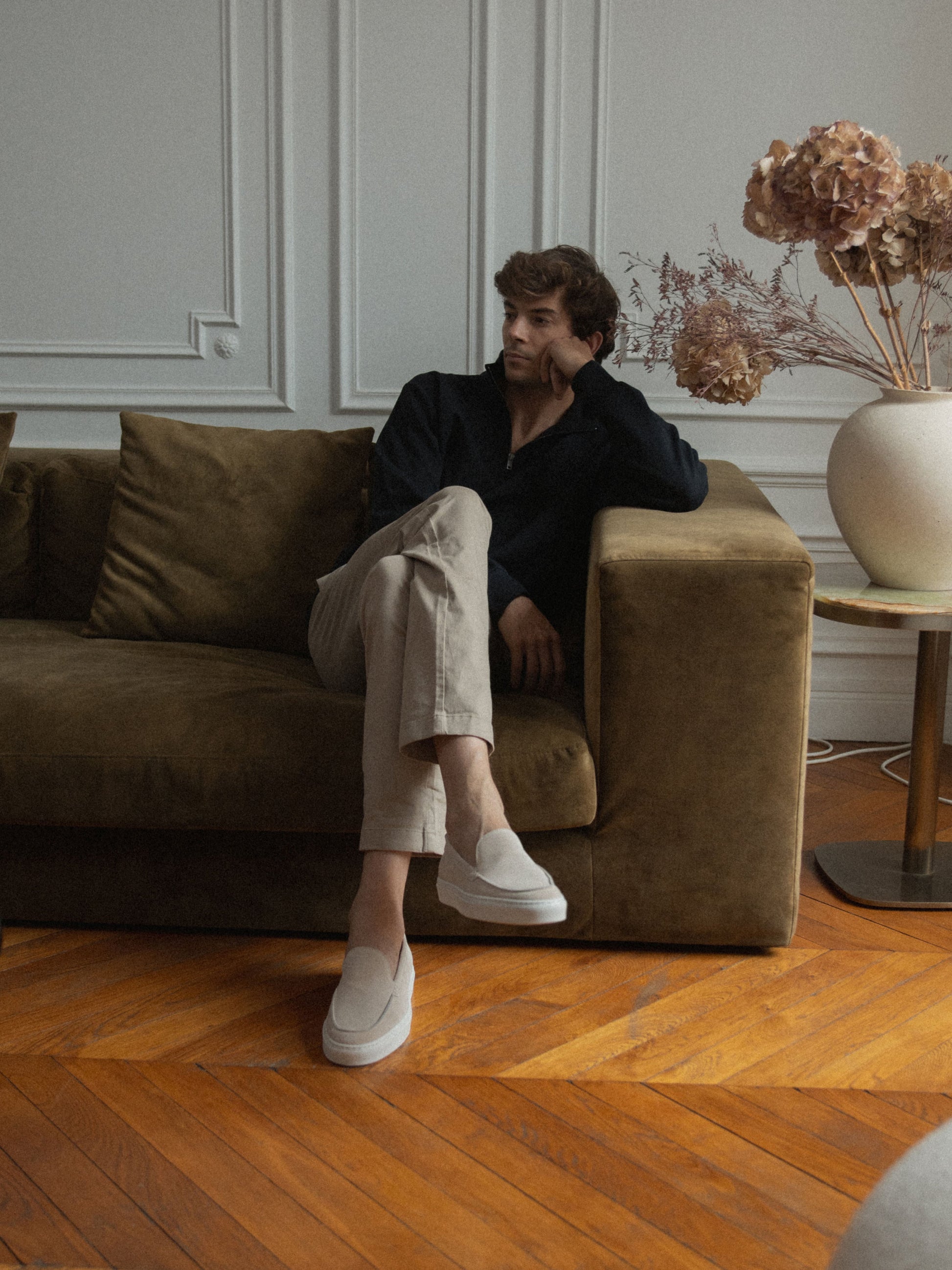 Lido Suede Loafer in Ivory